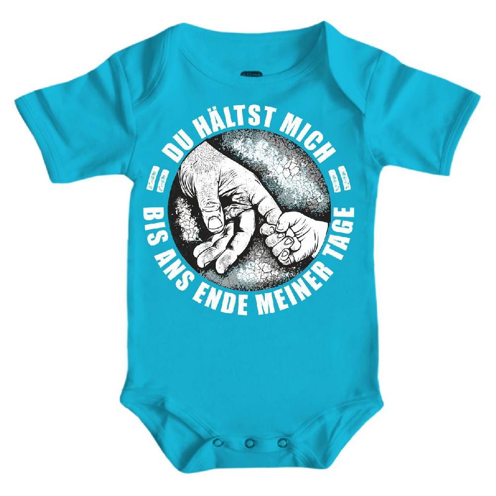 Spass Kostet Baby Body Strampler kurz Vater Papa Sohn Tochter DU HÄLTST MICH BIS ANS ENDE MEINER TAGE
