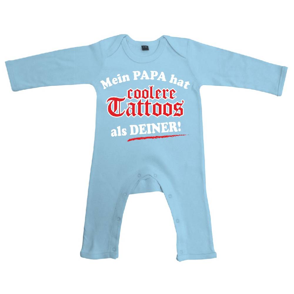 Spass Kostet Baby Body Strampler lang Sprüche Mein Papa hat coolere Tattoos als deiner!