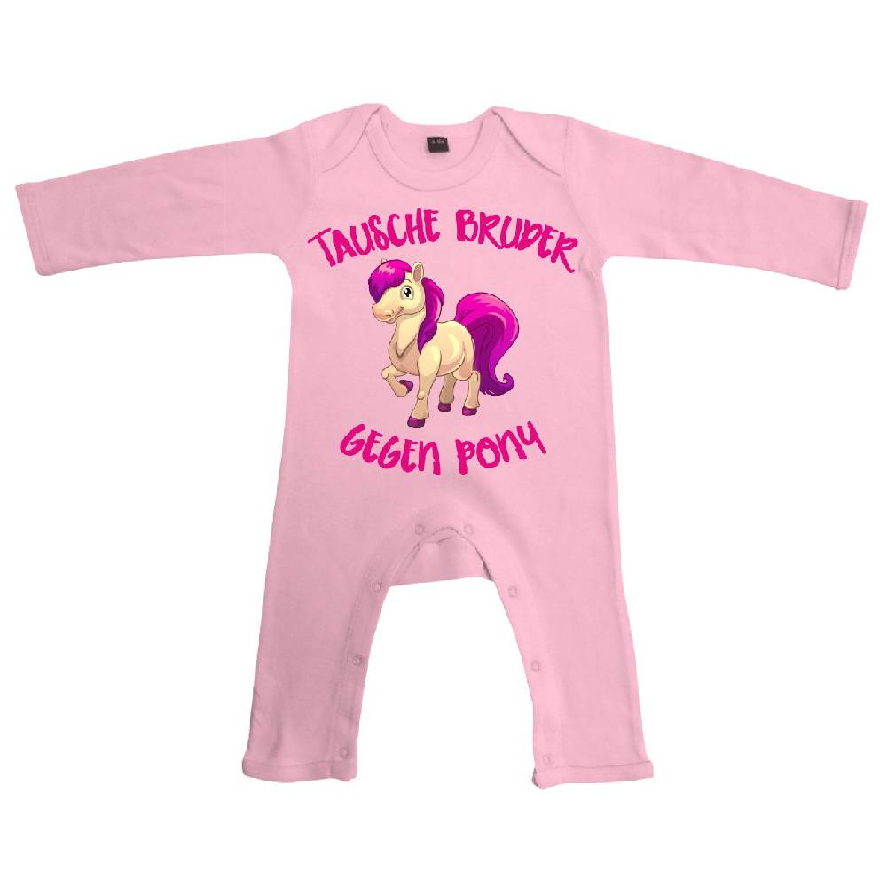 Spass Kostet Baby Body Strampler lang Sprüche Tausche Bruder gegen Pony