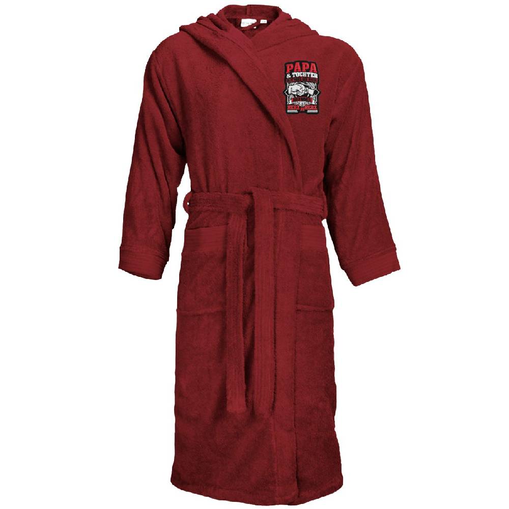 Spass Kostet Bademantel Frottee mit Kapuze und Aufnäher Papa & Tochter Größe S bis XXXL