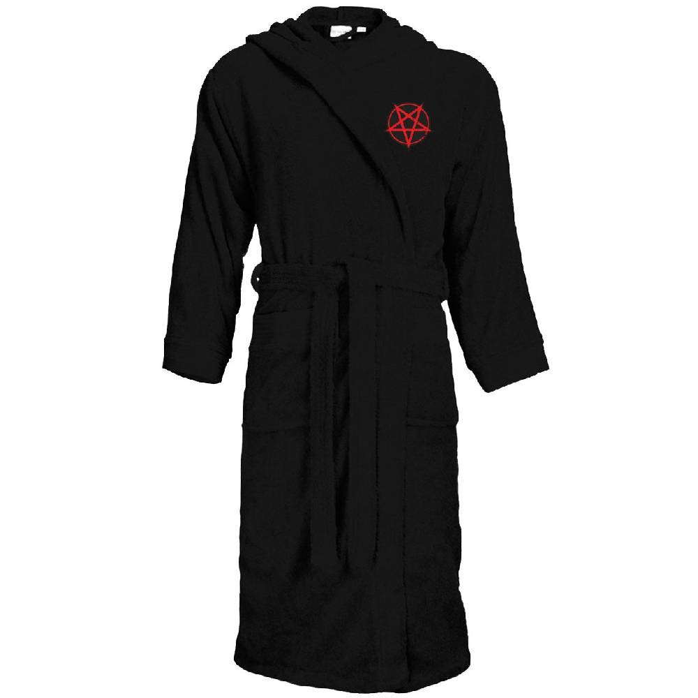 Spass Kostet Bademantel Frottee mit Kapuze und Aufnäher Pentagram Größe S bis XXXL
