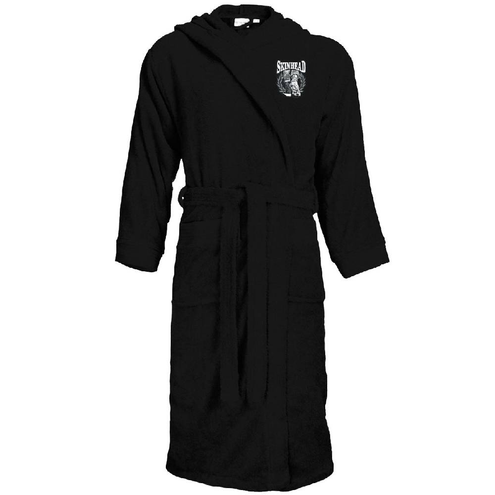 Spass Kostet Bademantel Frottee mit Kapuze und Aufnäher Skinhead - a way of life Größe S bis XXXL