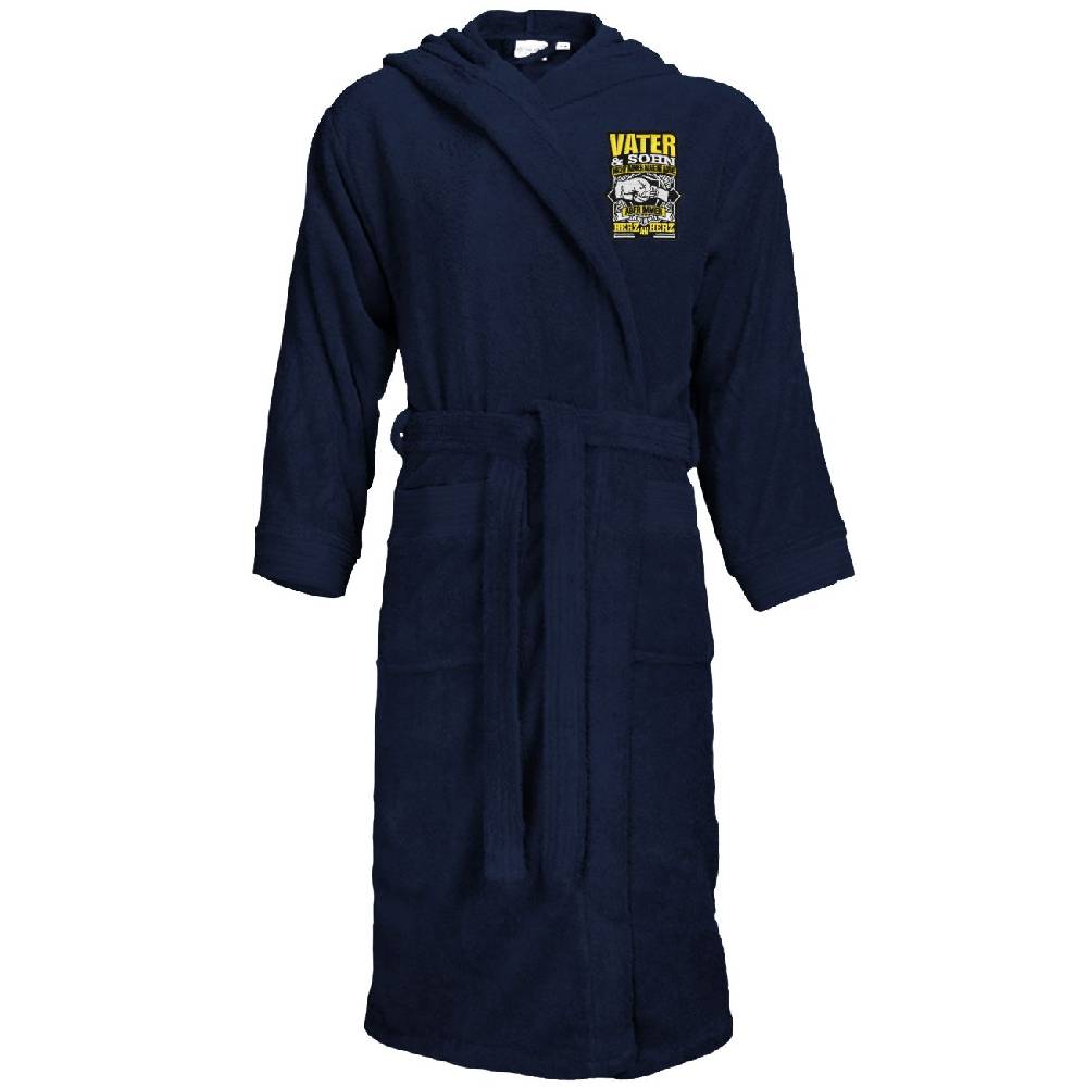 Spass Kostet Bademantel Frottee mit Kapuze und Aufnäher Vater und Sohn Größe S bis XXXL