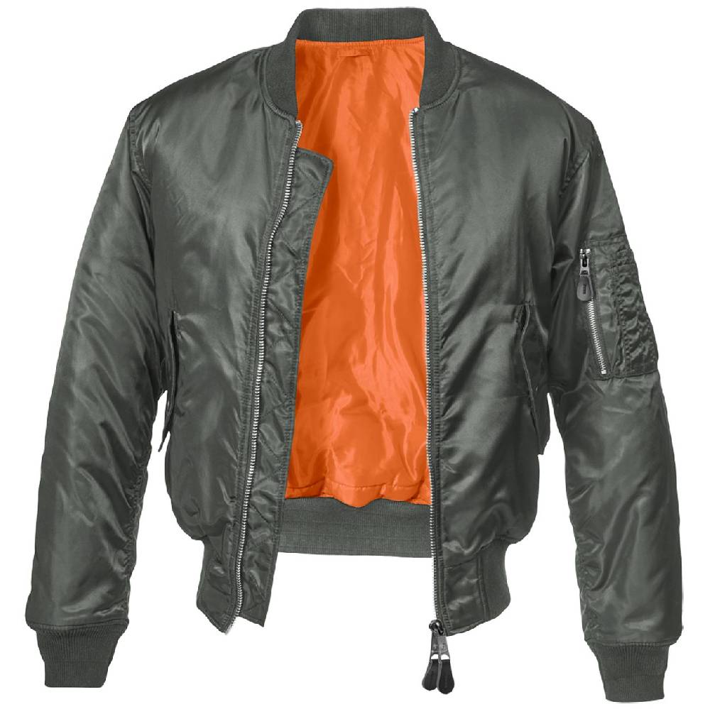 Spass Kostet Bomberjacke MA1 UNBEDRUCKT grau Klassiker windfest wasserfest mit vielen Taschen