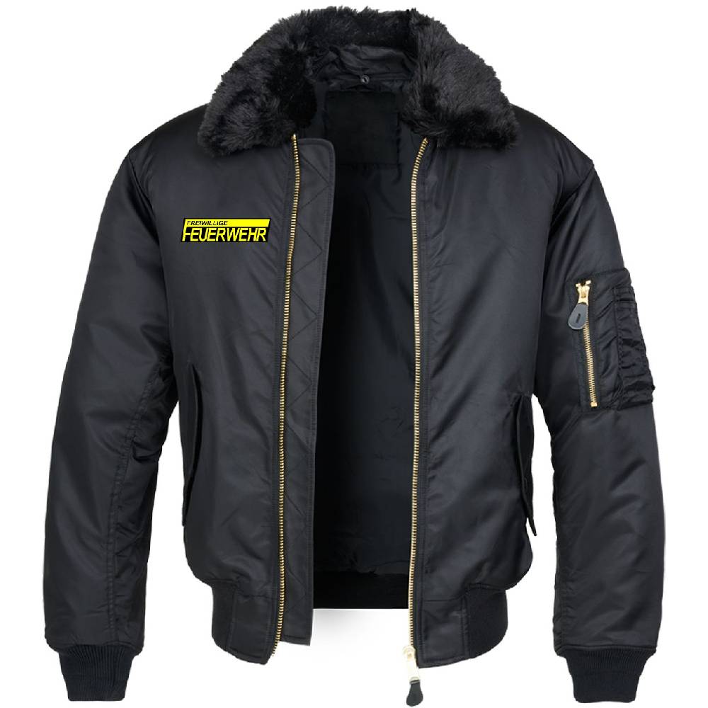 Spass Kostet Bomberjacke mit Fellkragen Freiwillige Feuerwehr