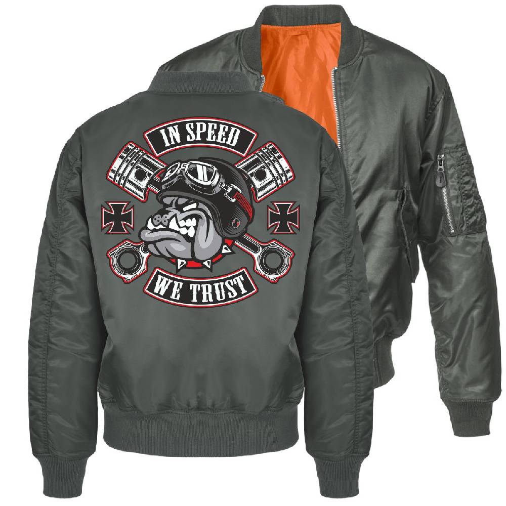 Spass Kostet Bomberjacke Pilotenjacke In Speed we Trust Rockn Roll