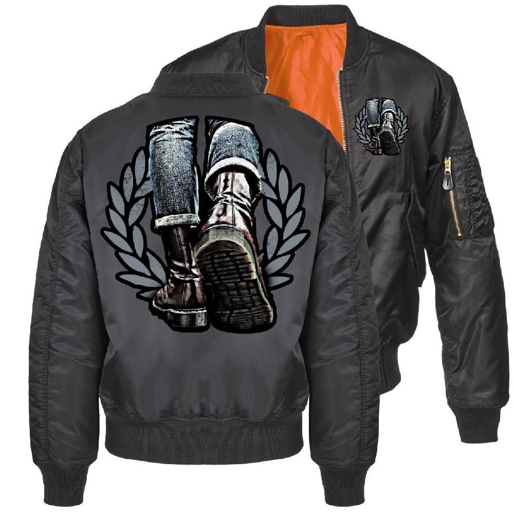 Spass Kostet Bomberjacke Pilotenjacke SKINHEAD BOOTS mit Rückendruck Größe S bis 7XL