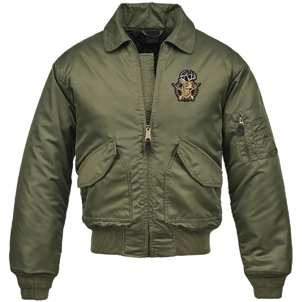 Spass Kostet CWU Bomberjacke mit Kragen Jäger Hirsch Geweih