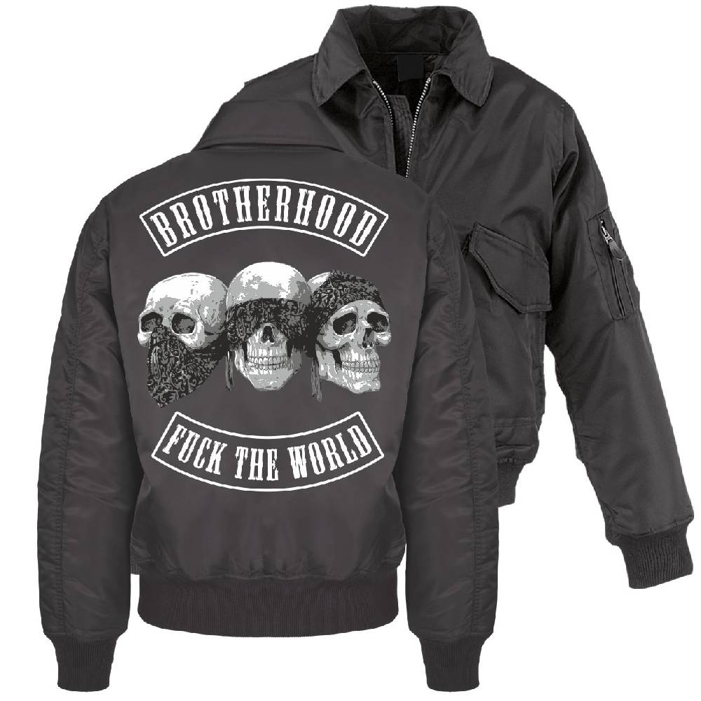 Spass Kostet CWU Bomberjacke mit Kragen MC Club Patch Totenkopf