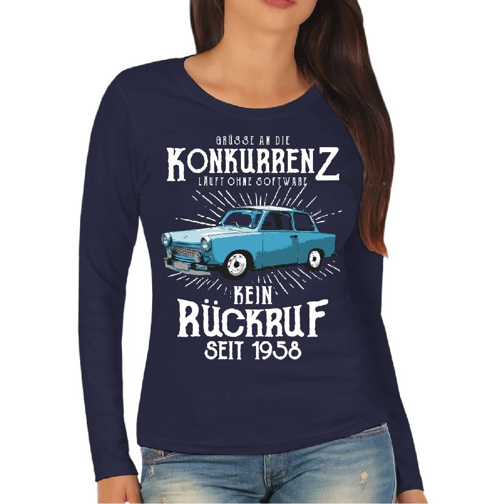 Spass Kostet Damen Langarmshirt Longsleeve DDR Grüße an die Konkurrenz KEIN RÜCKRUF