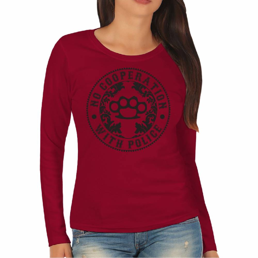 Spass Kostet Damen Langarmshirt Longsleeve No Cooperation with Police