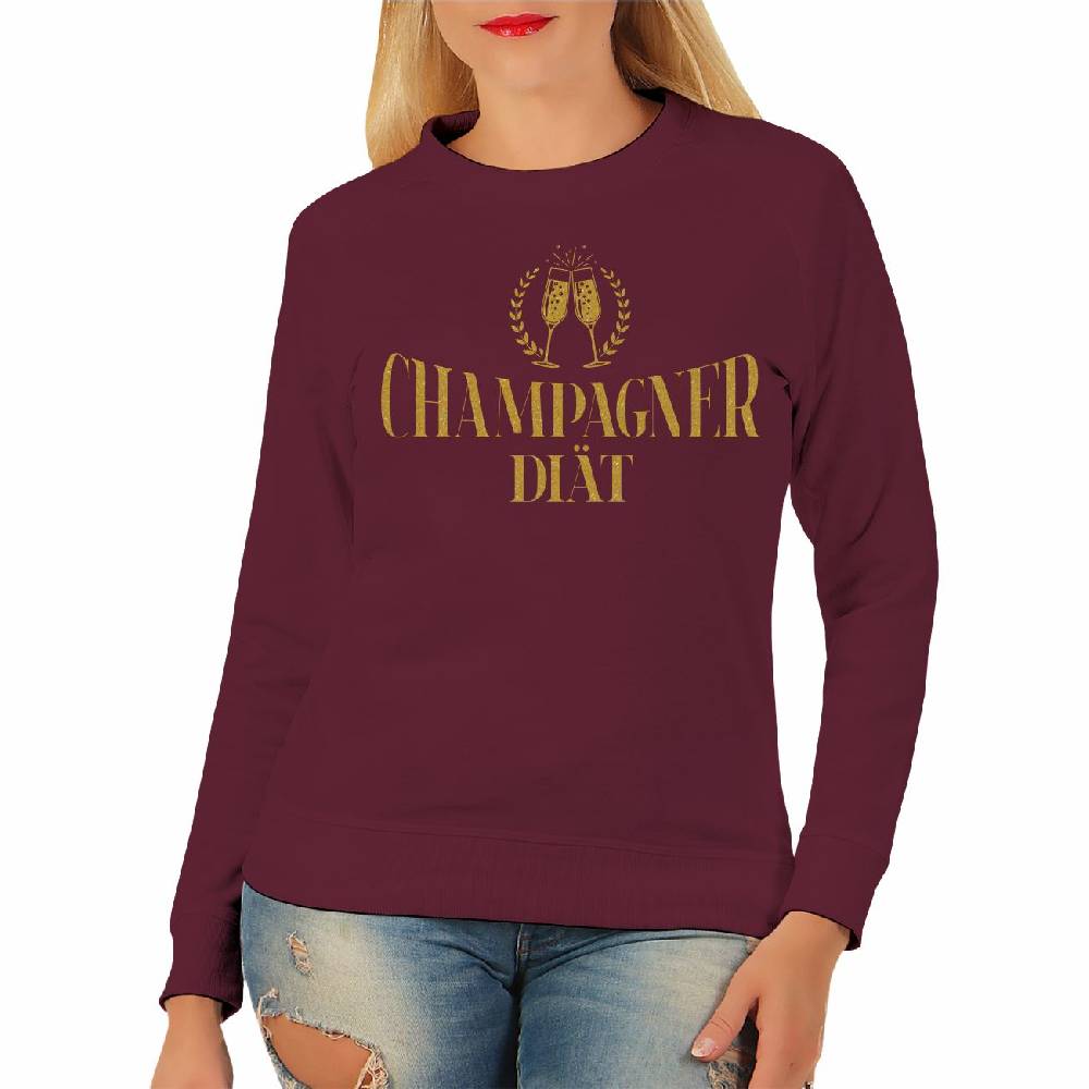 Spass Kostet Damen Pullover Sweatshirt Champagner Diät in GOLD