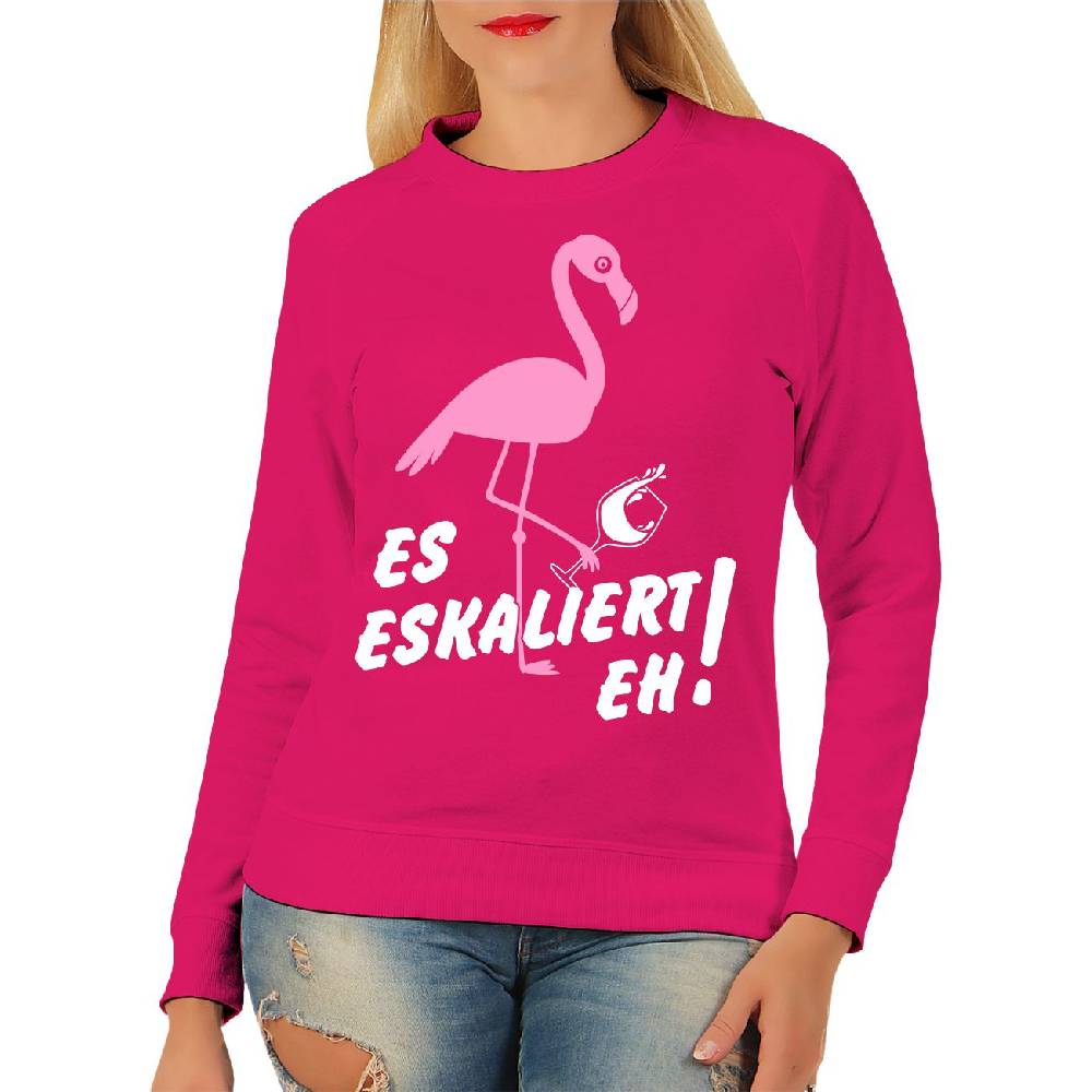 Spass Kostet Damen Pullover Sweatshirt Flamingo Es Eskaliert eh