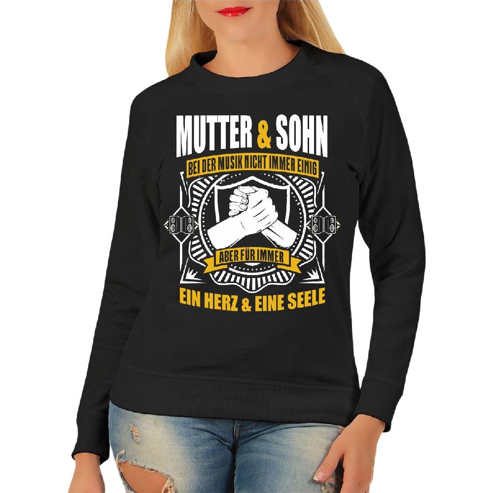 Spass Kostet Damen Pullover Sweatshirt Mutter Sohn Bei Musik Nicht Immer Einig