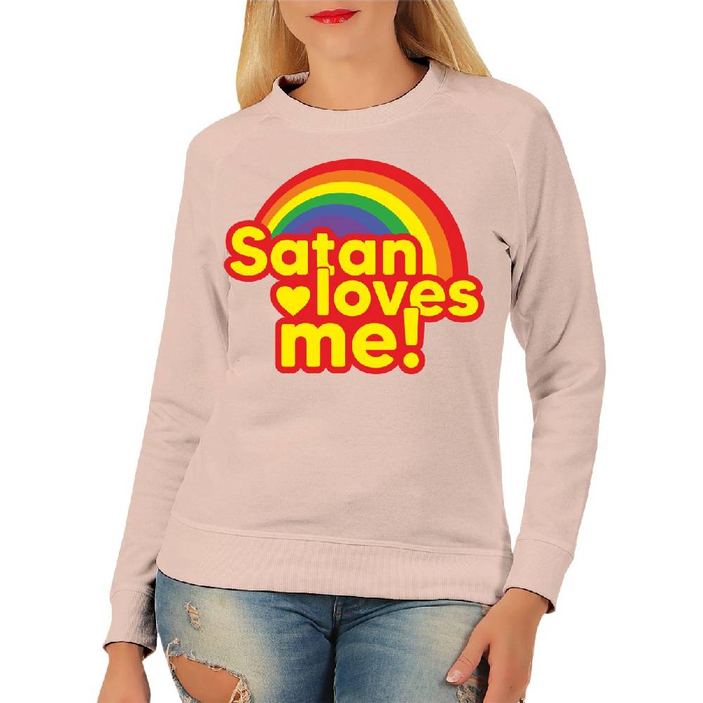 Spass Kostet Damen Pullover Sweatshirt Satan loves me