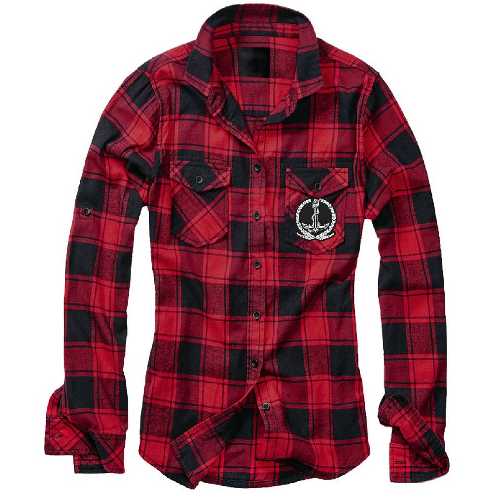 Spass Kostet Frauen Flanell Shirt Langarm Hafen und Anker