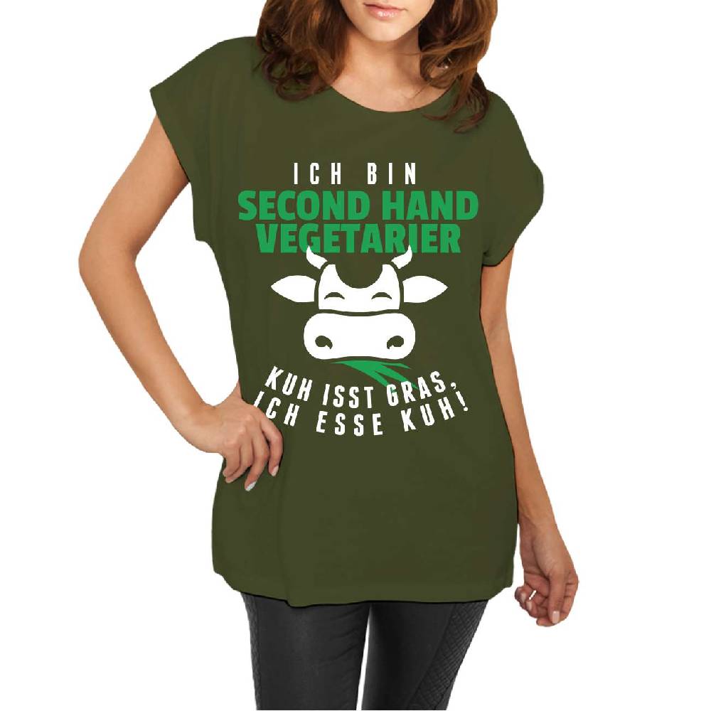 Spass Kostet Frauen lässiges Shirt Second Hand Vegetarier Kuh isst Gras ich esse Kuh