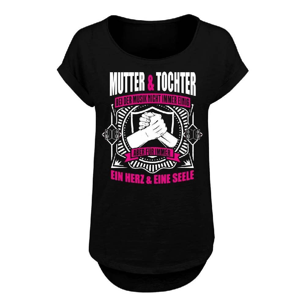 Spass Kostet Frauen Long Slub T-Shirt Mutter Tochter Bei Musik nicht immer einig