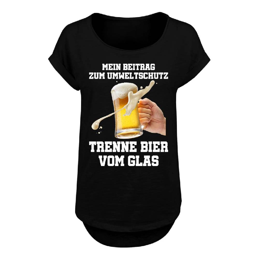 Spass Kostet Frauen Long Slub T-Shirt Umweltschutz Trenne Bier vom Glas