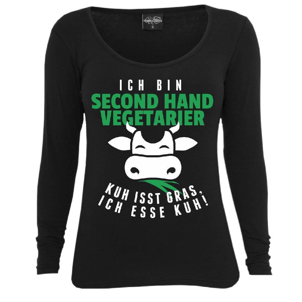 Spass Kostet Frauen Longsleeve Second Hand Vegetarier Kuh isst Gras ich esse Kuh