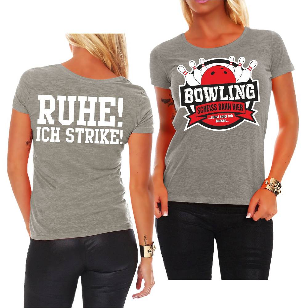 Spass Kostet Frauen Shirt Bowling lustiges Motiv mit Pins und Strikes