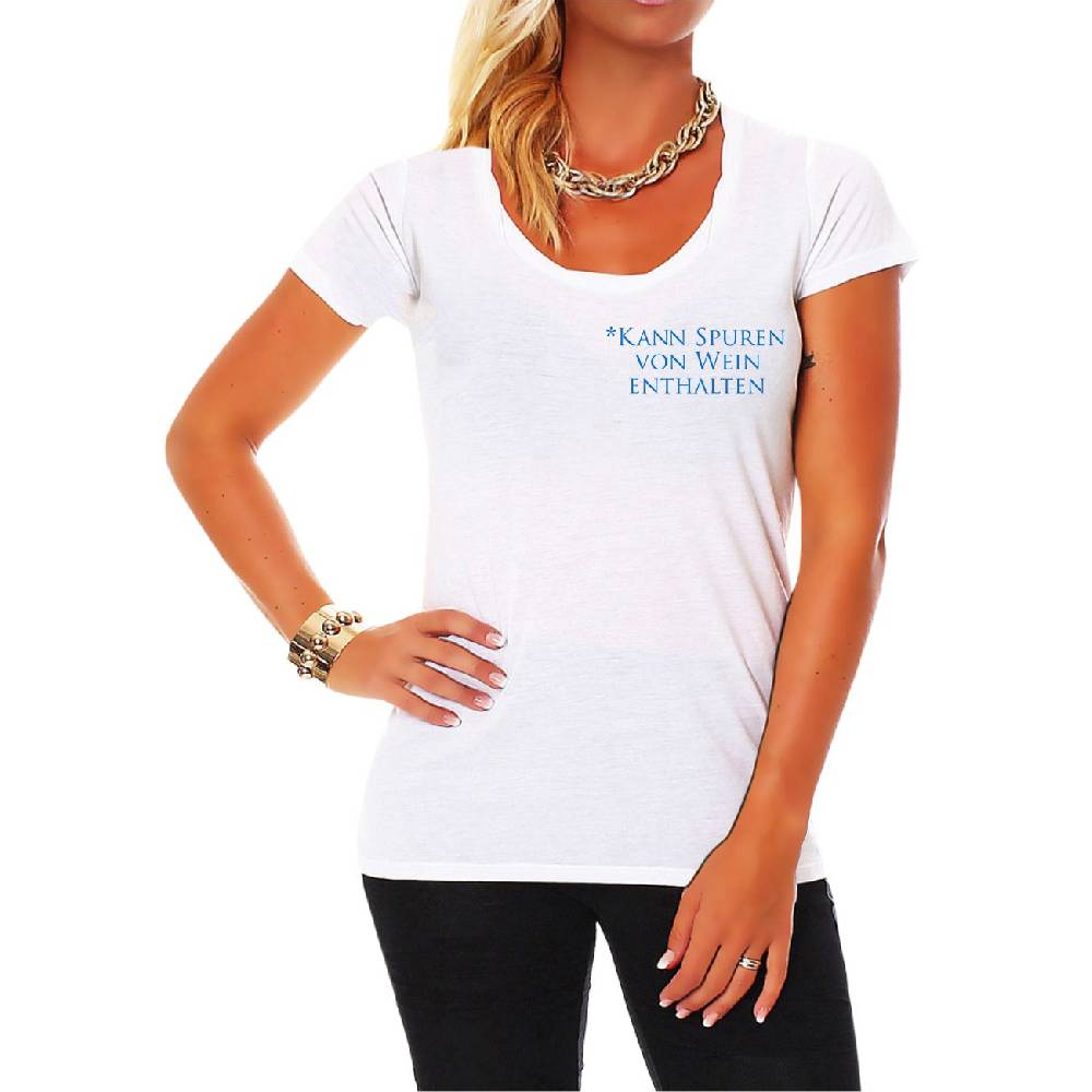 Spass Kostet Frauen Shirt Kann Spuren von Wein enthalten