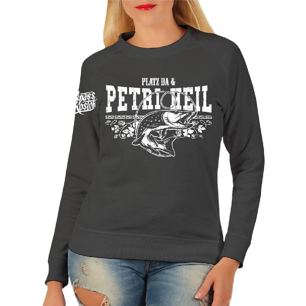 Spass Kostet Frauen Sweatshirt ANGLER Platz da und Petri Heil