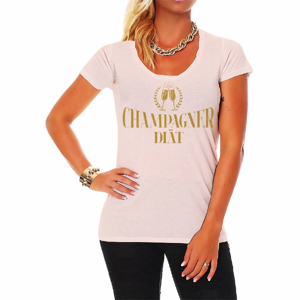 Spass Kostet Frauen T-Shirt Champagner Diät in GOLD