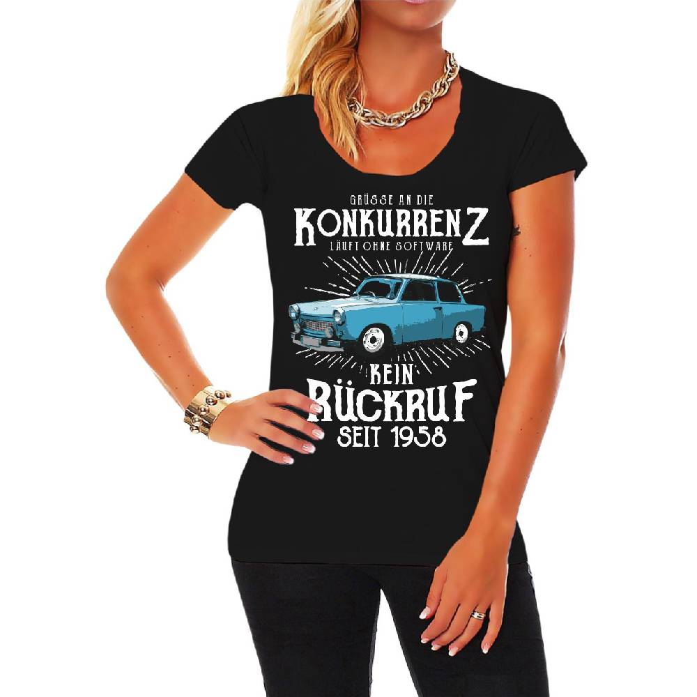 Spass Kostet Frauen T-Shirt DDR Grüße an die Konkurrenz KEIN RÜCKRUF