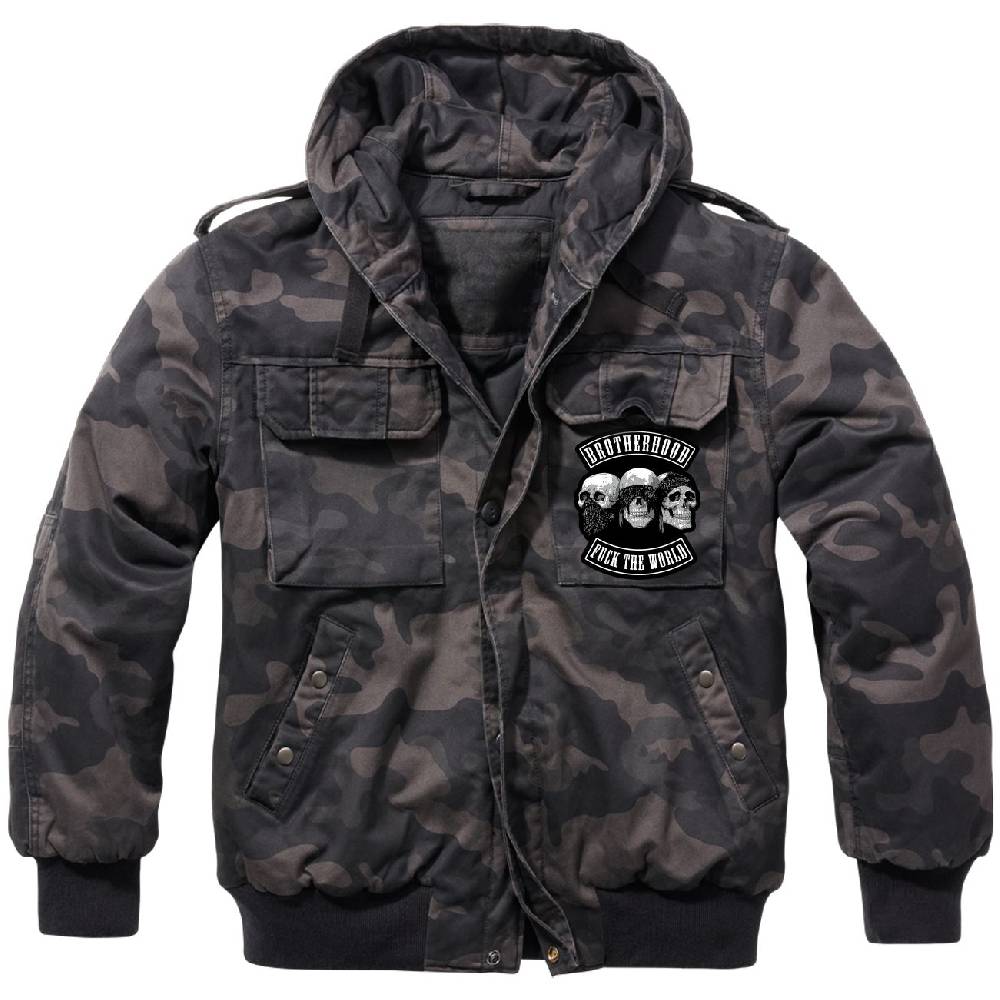 Spass Kostet Gefütterte Feldjacke TARN mit Kapuze PATCH Brotherhood Fuck the World mit AUFNÄHER