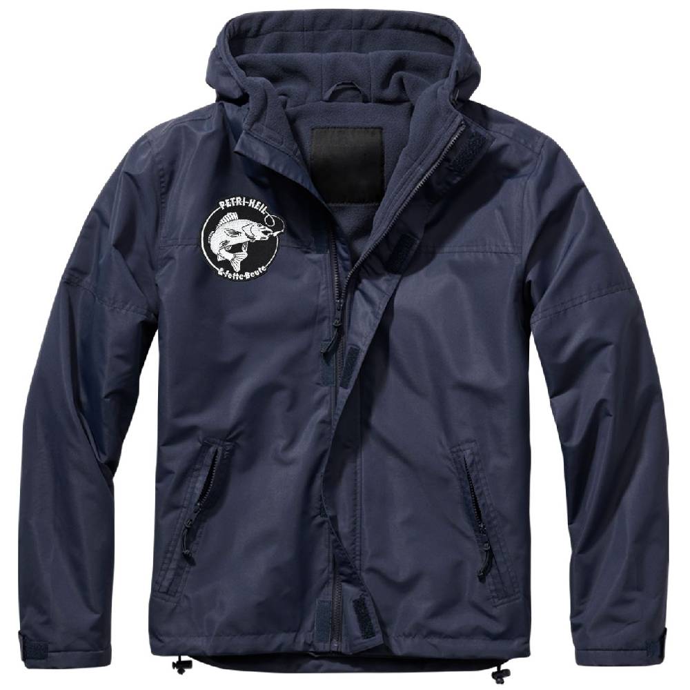 Spass Kostet Gefütterter Windbreaker Jacke mit Aufnäher Angler Petri Heil und fette Beute