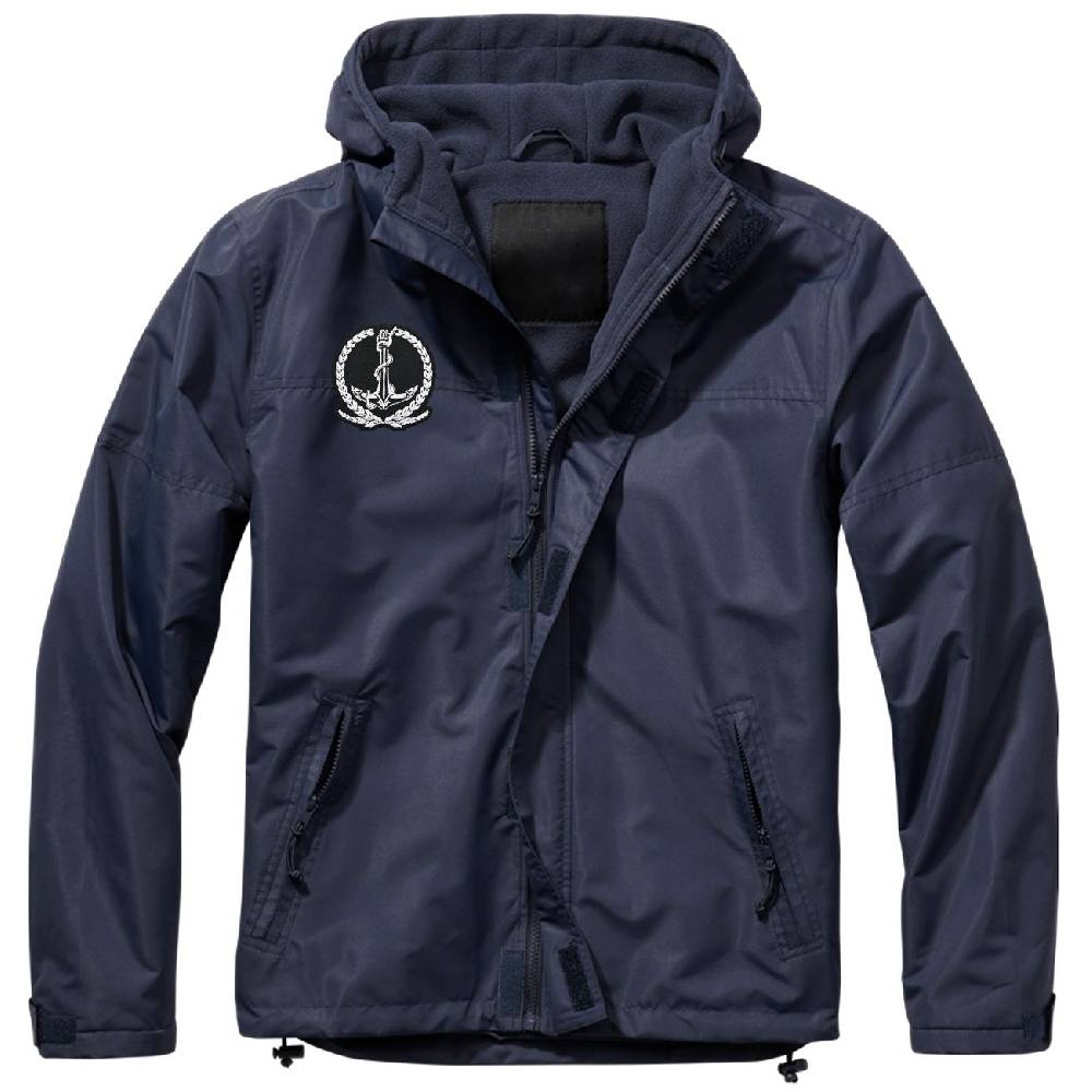 Spass Kostet Gefütterter Windbreaker Jacke mit Aufnäher Hafen und Anker