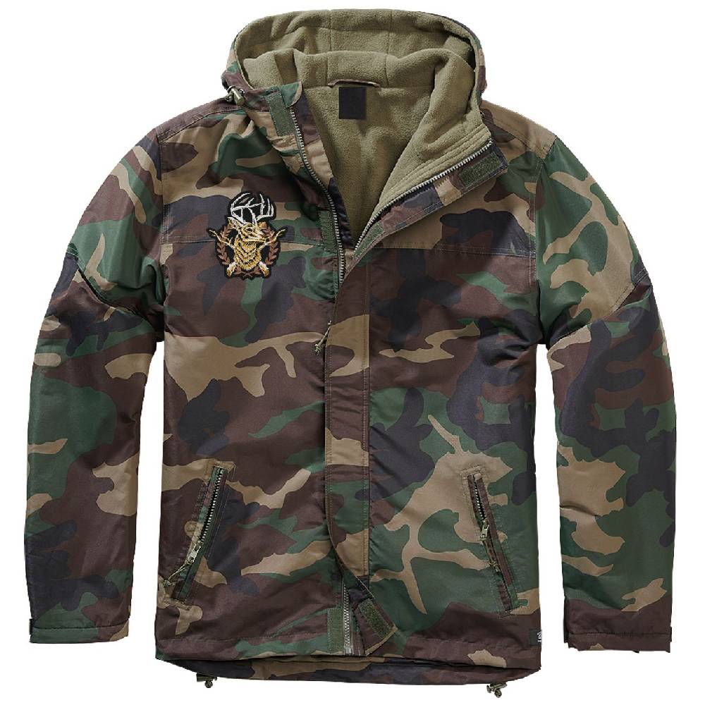 Spass Kostet Gefütterter Windbreaker Jacke mit Aufnäher Jäger Hirsch Geweih