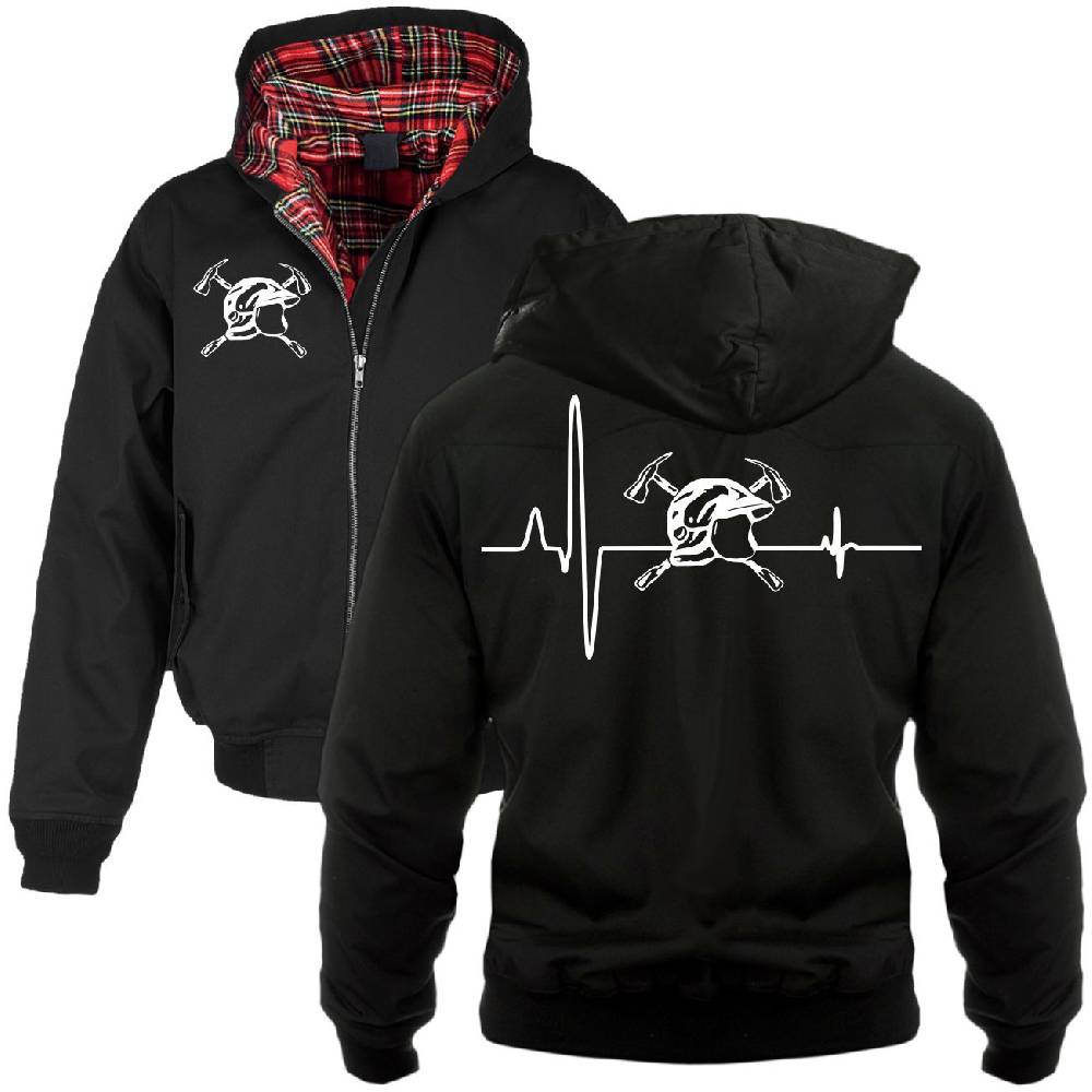 Spass Kostet Harrington Jacke mit Kapuze Feuerwehr Herzschlag