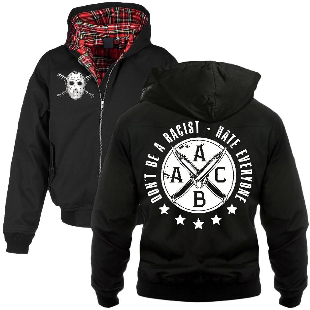 Spass Kostet Harrington Jacke mit Kapuze Hardcore Dont be a Racist - Hate everyone