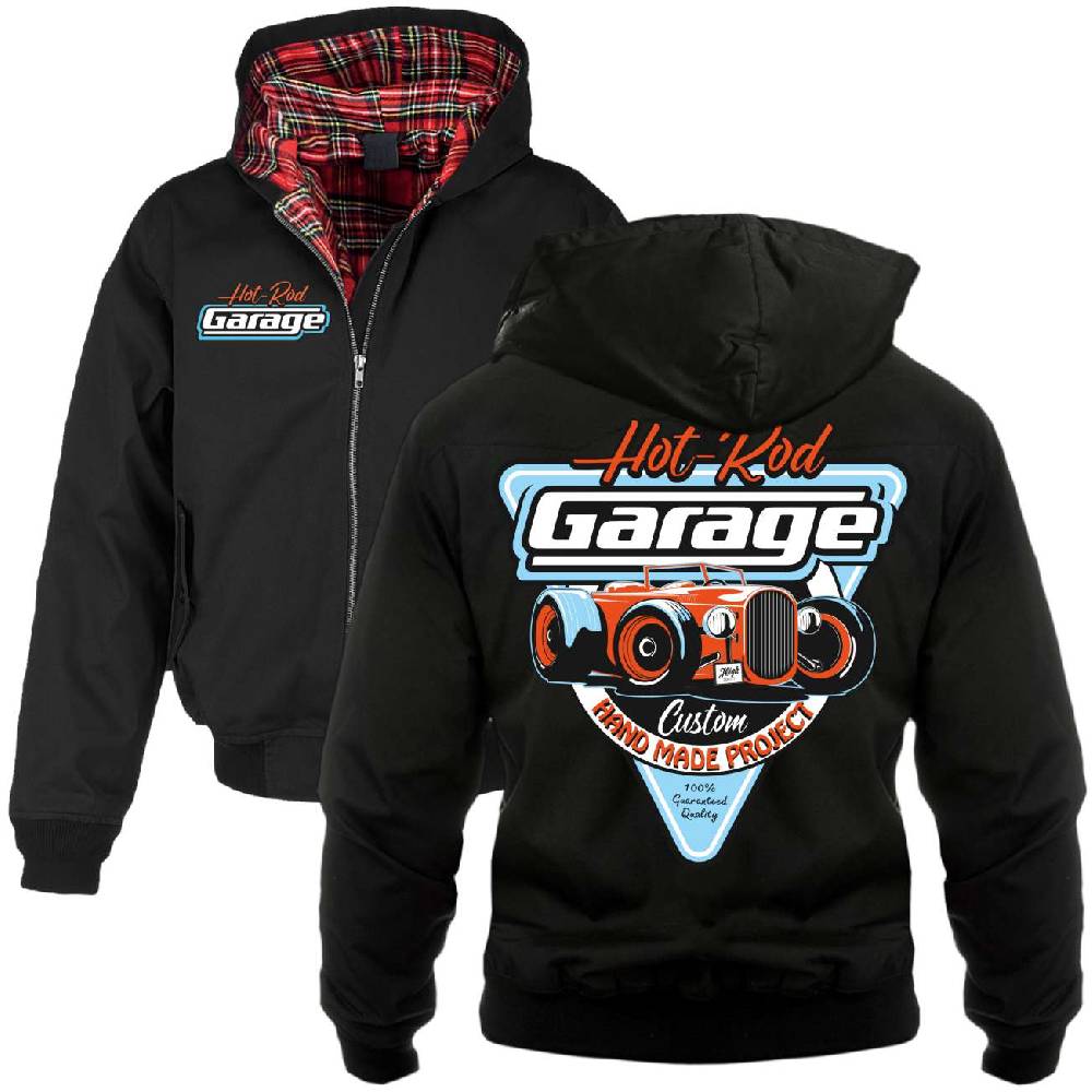 Spass Kostet Harrington Jacke mit Kapuze Hot rod Garage Handmade Custom