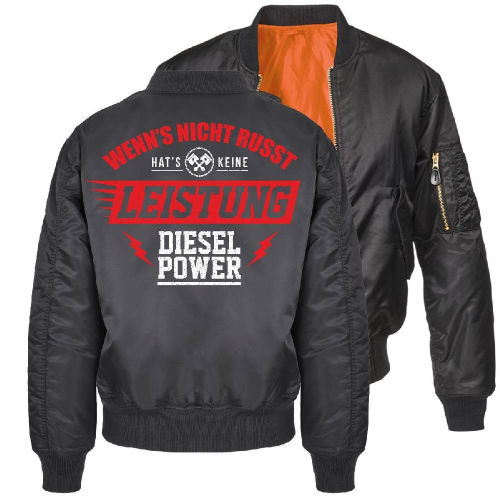 Spass Kostet Herren Bomberjacke Pilotenjacke DIESEL POWER Auto Tuning
