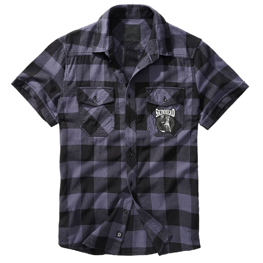 Spass Kostet Herren Karo Kurzarm Hemd Skinhead a way of Life Grösse M bis 7XL