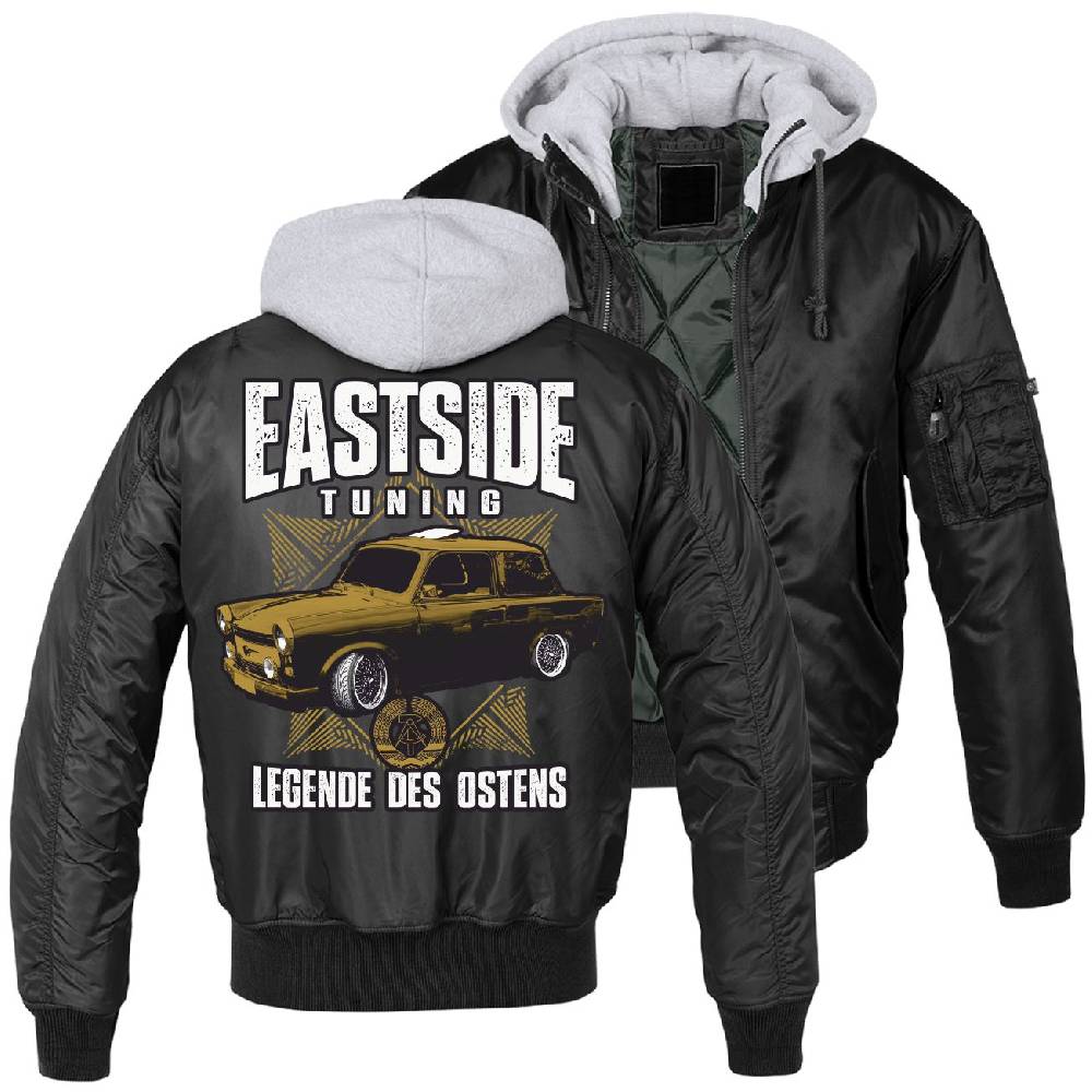 Spass Kostet Herren MA1 Bomberjacke mit Kapuze Innenfutter DDR Eastside Tuning Legende des Ostens