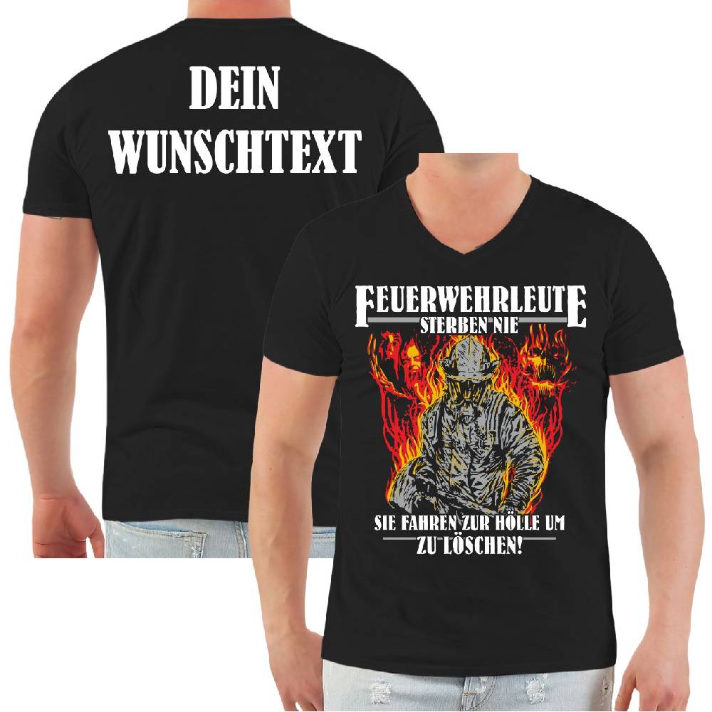 Spass Kostet Herren TShirt Feuerwehr Motiv mit eigenen TEXT oder NAME auf Rücken S bis XXL