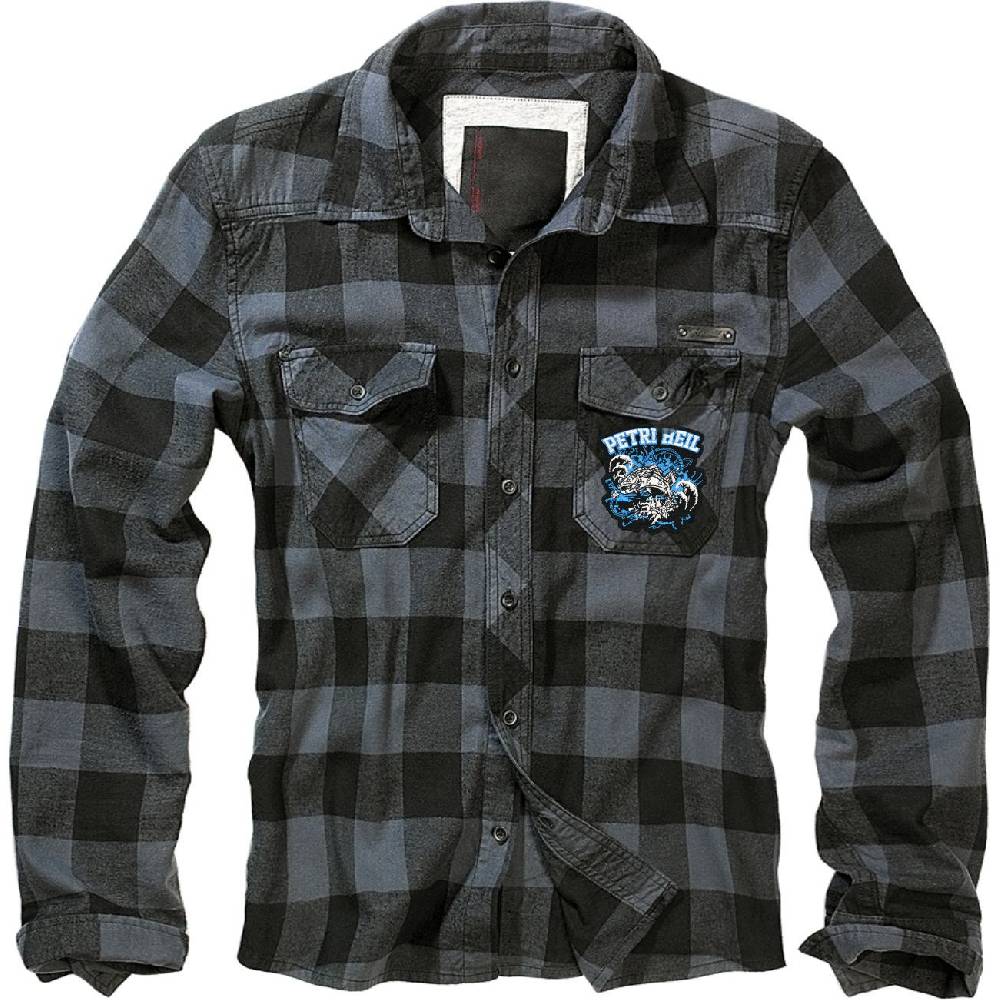 Spass Kostet Holzfällerhemd kariert Hemd mit Aufnäher Angler Spruch und Fische Sprüche