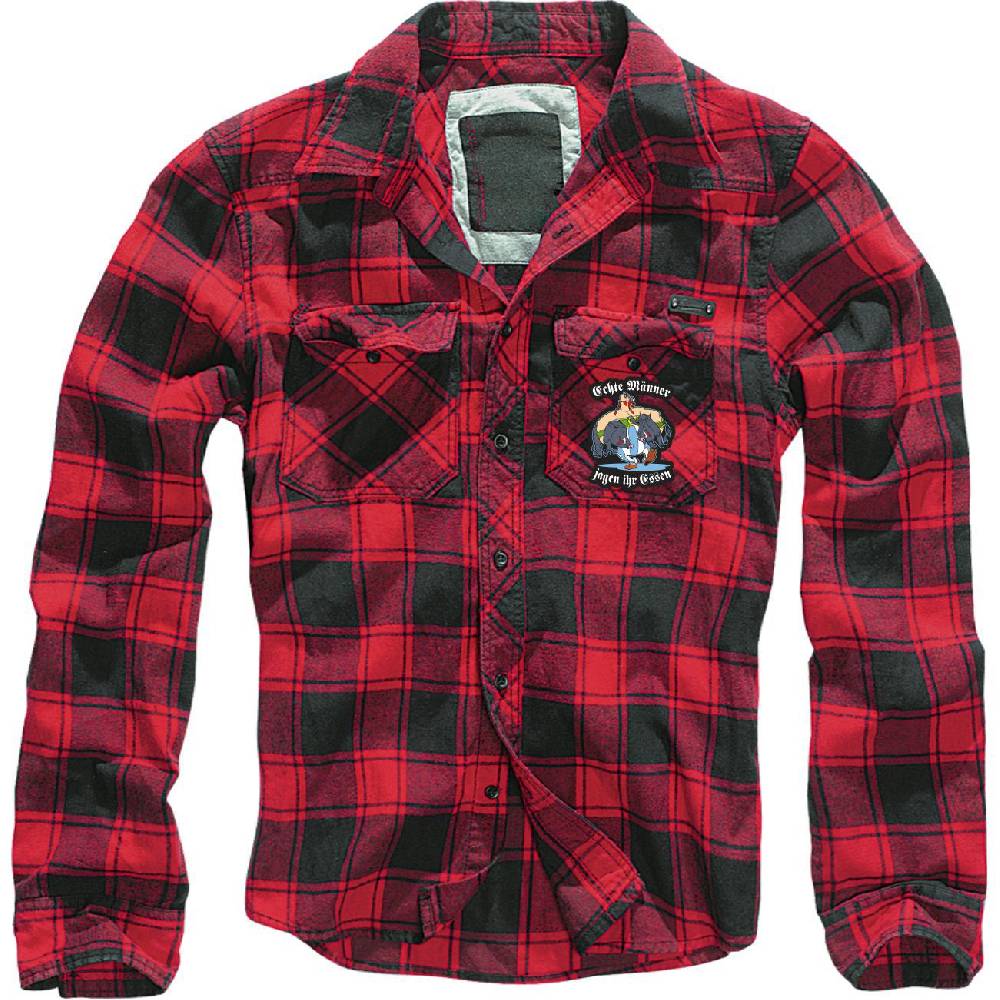 Spass Kostet Holzfällerhemd kariert Hemd mit Aufnäher Echte Männer jagen ihr Essen