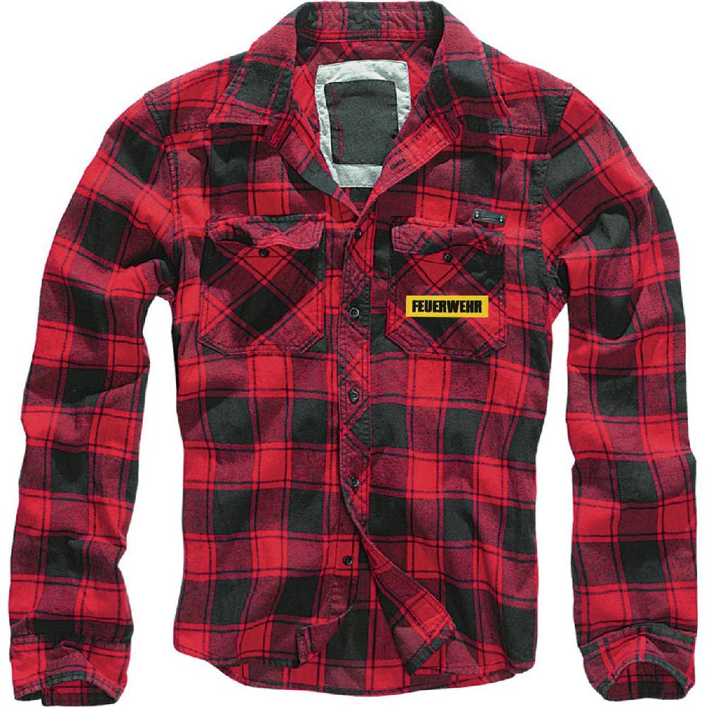 Spass Kostet Holzfällerhemd kariert Hemd mit Aufnäher Feuerwehr Einsatzkräfte