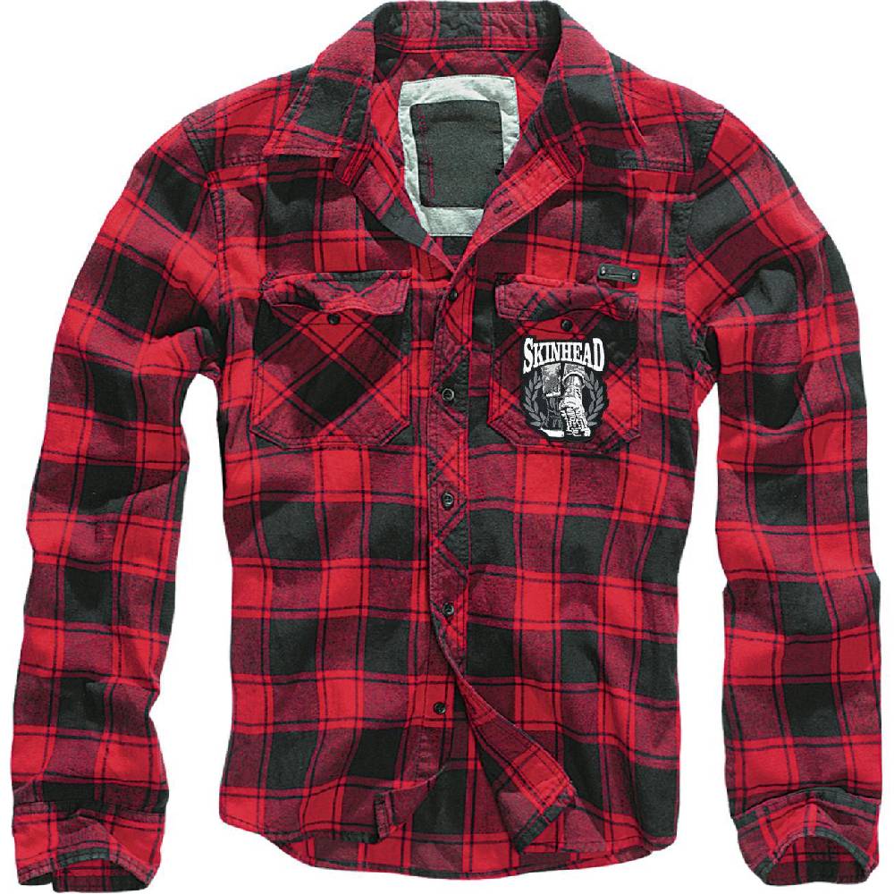 Spass Kostet Holzfällerhemd kariert Hemd mit Aufnäher Skinhead - a way of life