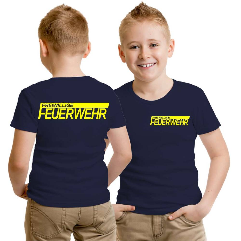 Spass Kostet Kinder T-Shirt FFW Freiwillige Feuerwehr NEONGELBER Druck