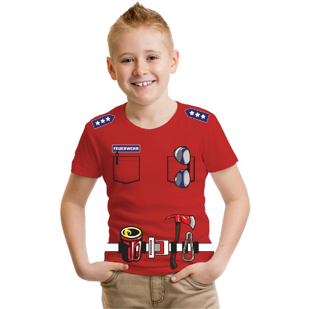 Spass Kostet Kinder T-Shirt Uniform FEUERWEHRMANN Feuerwehr Druck