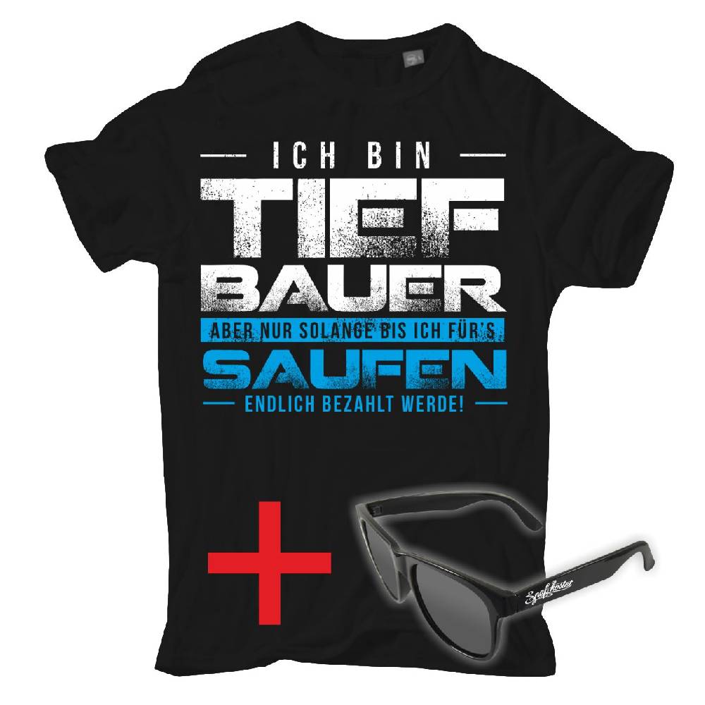 Spass Kostet Kombiangebot Männer T-Shirt Tiefbau - aber nur solang + Sonnenbrille schwarz Marke SPAß KOSTET