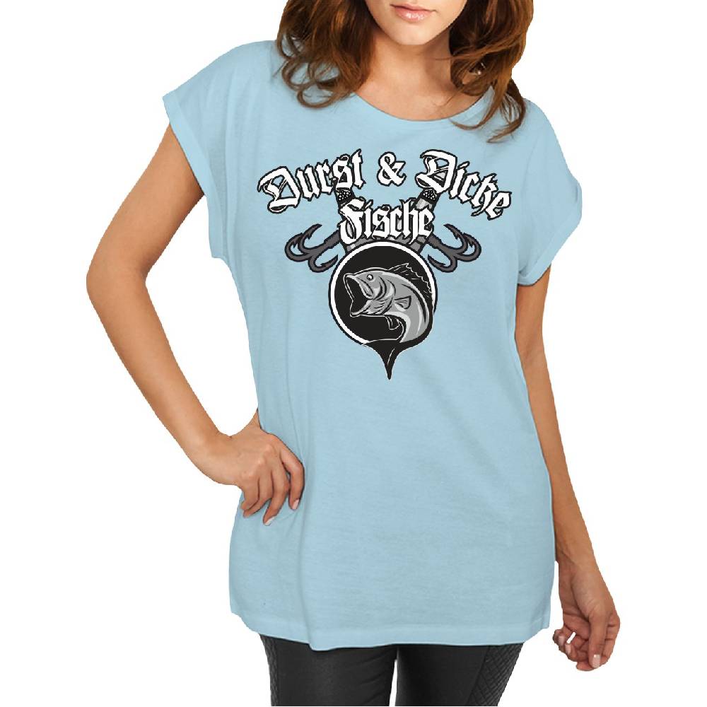 Spass Kostet Longshirt Damen weit geschnitten Angler Motiv Durst und Dicke Fische