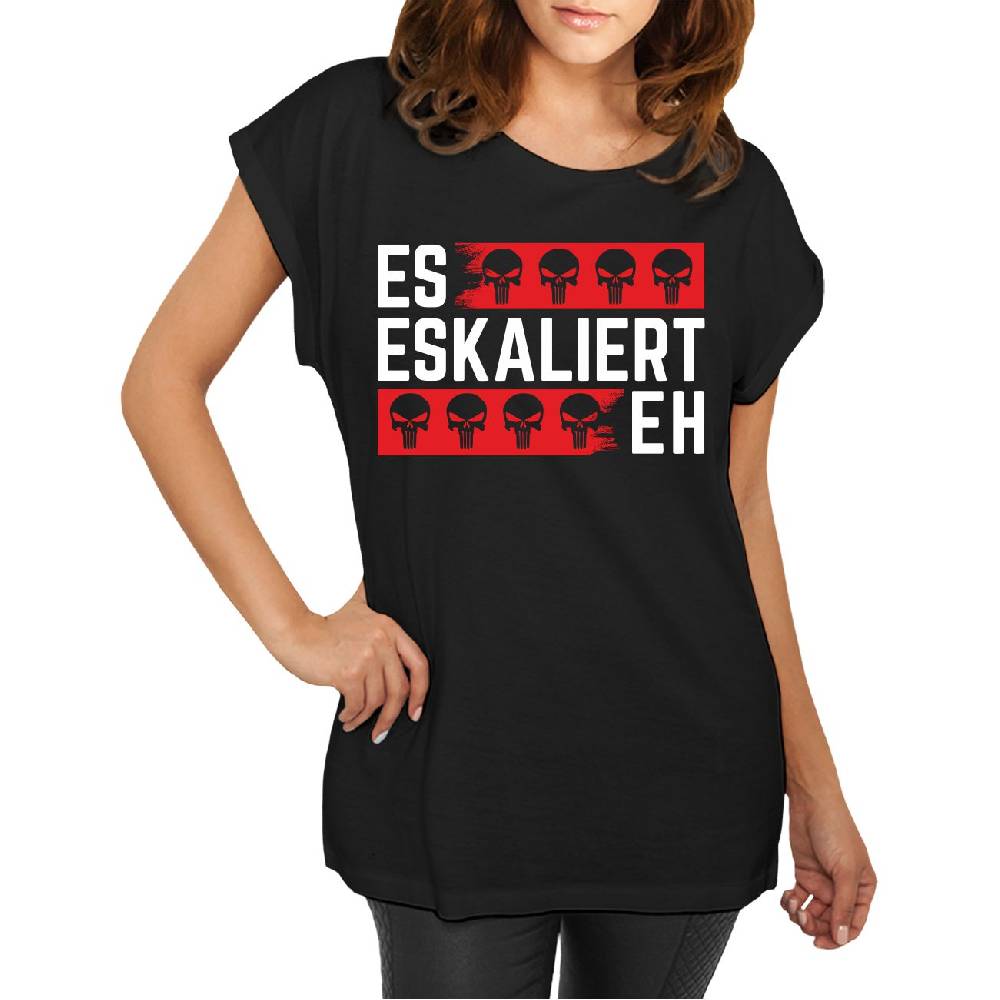 Spass Kostet Longshirt Damen weit geschnitten Es Eskaliert Eh Totenköpfe