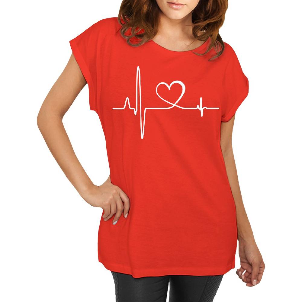 Spass Kostet Longshirt Damen weit geschnitten Herzschlag Liebe & Hoffnung